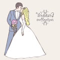 Wedding collection. Bride and Groom coupl Royalty Free Stock Photo