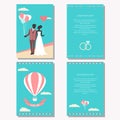 Wedding collection with bride, groom silhouette Royalty Free Stock Photo