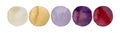 Wedding color palette. Watercolor samples. Example of harmonious color spots combination. Isolated circles. Blobs of