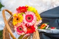 Wedding colorful flowers bouquet with red and yellow flowers