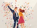 Wedding Confetti Celebration Clipart