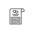 Wedding contract certificate line icon