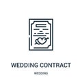 wedding contract icon vector from wedding collection. Thin line wedding contract outline icon vector illustration. Linear symbol