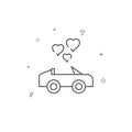 Wedding convertible simple vector line icon. Symbol, pictogram, sign isolated on white background. Editable stroke