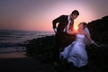 Wedding couple at beach Royalty Free Stock Photo