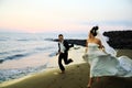 Wedding couple at beach Royalty Free Stock Photo