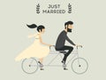 Wedding couple on bicycle