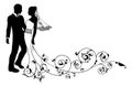 Wedding couple bride and groom silhouette Royalty Free Stock Photo