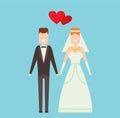 Wedding couple cartoon style vector illustration Royalty Free Stock Photo