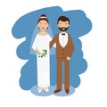 Wedding couple collection. Smiling bride and groom happy pair vector illustration