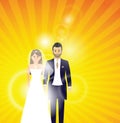 Wedding couple on a colour background Royalty Free Stock Photo