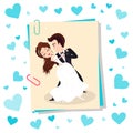 Wedding of Couple, Dancing Bride and Groom Vector