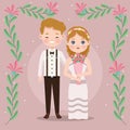 wedding couple and flowers Royalty Free Stock Photo