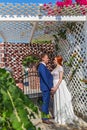 Wedding couple in gazebo