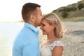 Wedding couple. Groom kissing bride Royalty Free Stock Photo