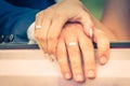 Wedding couple hands with their rings