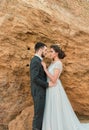 Bride and groom at wedding ceremony near sea Royalty Free Stock Photo