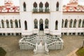 A wedding couple at the Kossovsky Palace in Belarus.Puslovsky Palace