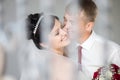 Wedding couple laughing and cuddling Royalty Free Stock Photo