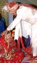 Wedding couple law mangalsutra in An Indian Hindu wedding procession, Traditional Wedding Ceremony. Royalty Free Stock Photo