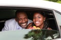 Wedding couple in Limousine Royalty Free Stock Photo