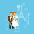Wedding couple in love honeymoon to Paris