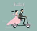 Wedding couple on motorcycle