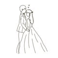 Wedding couple in outline style