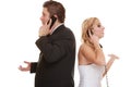 Wedding couple relationship difficulties. Royalty Free Stock Photo