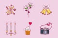 Wedding couple relationship marriage nuptial icons design ceremony celebration and holliday folk icons beauty hand drawn