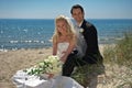 Wedding Couple by the sea Royalty Free Stock Photo