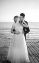 Wedding couple on sea beach Royalty Free Stock Photo