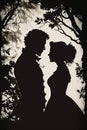 Wedding Couple Silhoutte black background Royalty Free Stock Photo