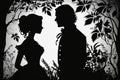 Wedding Couple Silhoutte black and white background Royalty Free Stock Photo