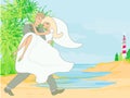 Wedding couple on a tropical beach Royalty Free Stock Photo