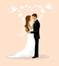 Wedding Couple Vector Illustration. Bride and Groom Royalty Free Stock Photo