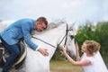 Wedding couple with white horse. Royalty Free Stock Photo