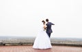 Wedding couple at the winter day Royalty Free Stock Photo