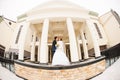 Wedding couple at the winter day Royalty Free Stock Photo