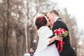 Wedding couple at the winter day Royalty Free Stock Photo