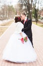 Wedding couple at the winter day Royalty Free Stock Photo