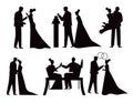 Wedding couples isolated vector Silhouette