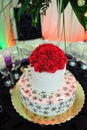 Wedding cake with whipped cream