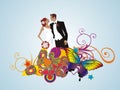 Wedding creative floral couple card Royalty Free Stock Photo