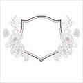 Wedding Crest with Flowers. Vector.