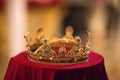 Wedding crown in the cherch yellow in red Royalty Free Stock Photo
