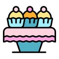 Wedding cupcake icon vector flat