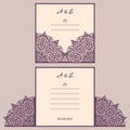 Wedding cutout invitation template. Suitable for lasercutting. Lazercut vector wedding invitation template. Lazer cut Royalty Free Stock Photo