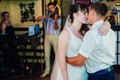 Wedding dance of young bride and groom in Royalty Free Stock Photo