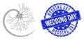 Distress Wedding Day Round Seal Stamp and Fractal Brain Neuron Cell Icon Collage Royalty Free Stock Photo